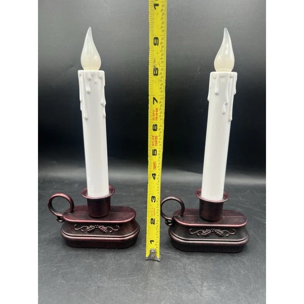 GE Flickering Window Candles Set of 2 Battery Operated Flameless LED 10” White
